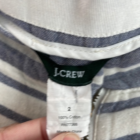 J. Crew women’s striped size 2 linen shorts cream & blue cuffed hem 💕 - Picture 3 of 3